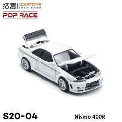 Xcartoys PopRace 1/64 Model Car R33 Nismo 400R White Diecast Toys Premium Vehicle Collection Gifts for Adults