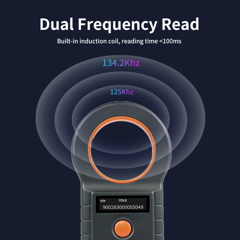Imagem -04 - Scanner Microchip Animal para Dog Cat Fdx-b Leitor de Chip com 128 Registros de Armazenamento 134.2khz e 125khz