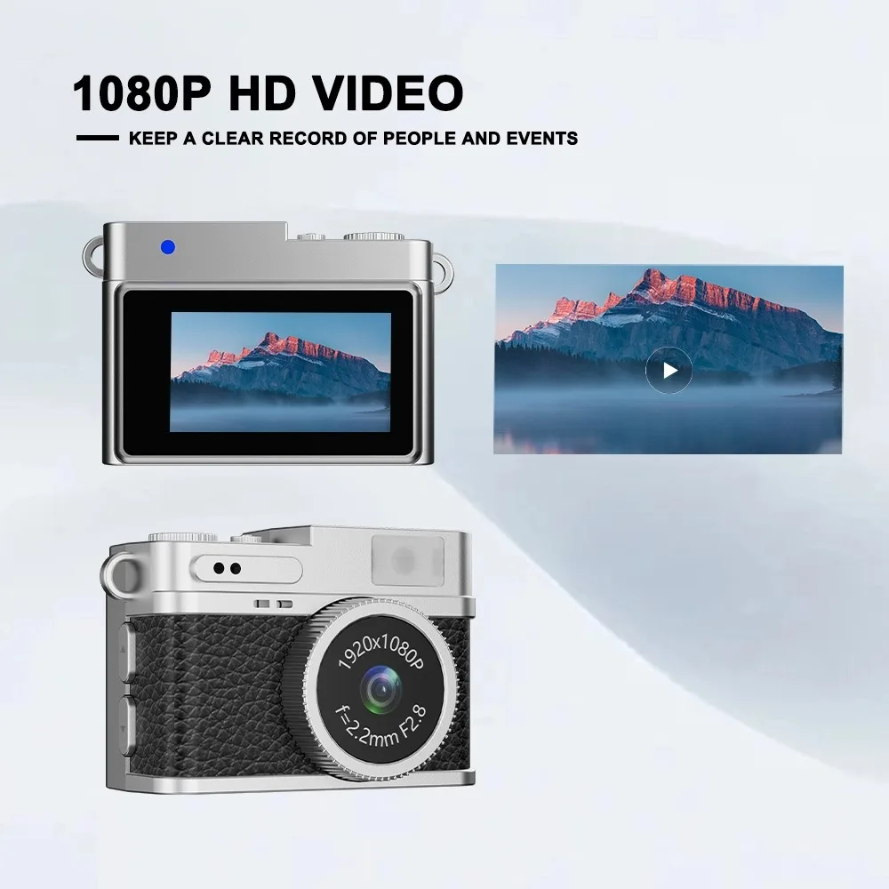 1080P كاميرا رقمية صغيرة جيب مسجل فيديو مع شاشة IPS 0.96 بوصة كاميرا محمولة ريترو للسفر التصوير اليومي #3