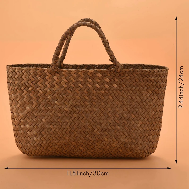 Casual Straw Bag Natural Wicker Tote Bags Women Braided Handbag For Garden Handmade Mini Woven Rattan Bags