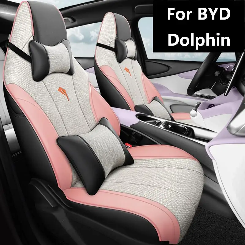 Full Surround 5‑Seater Faux Leather & Fabric Car Seat Covers Durable Seat Protector Suitable for BYD Dolphin Car Interior
