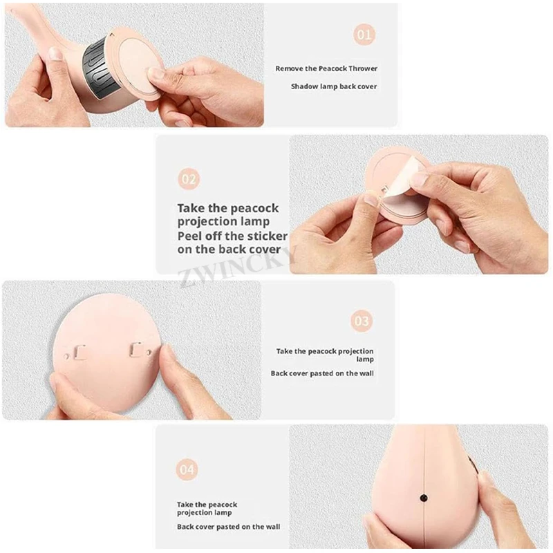 Peacock Projector Lamp Remote Control Night Light Bedside Colorful Atmosphere Light Creative Wall-mounted 9 modes Christmas Gift