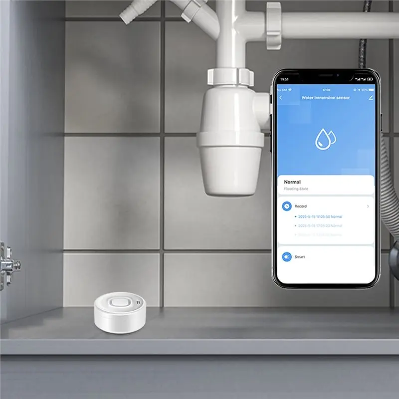 B50C Smart WIFI Water Leak Detector For Kitchens Bathrooms Water Leak Detector Remote Real-Time Control Detector