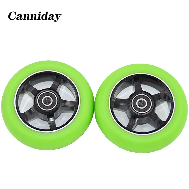 100mm Stunt Scooter Wheels Aluminum Alloy Wheels High Elastic Speed Skating PU 88A Wheels 2pcs/set