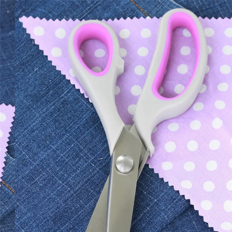 AS94-Fabric Serrated Scissors Soft Grip Handle Serrated Scissors Triangular Serrated Scissors Suitable For Fabric