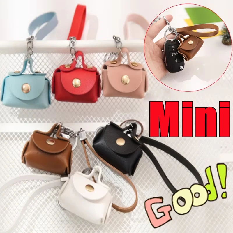 New Mini Bag Pendant Cute Earphone Bag Premium Leather Creative Car Keychain Pendant Doll Mini Shopping Bag Clothing Accessories