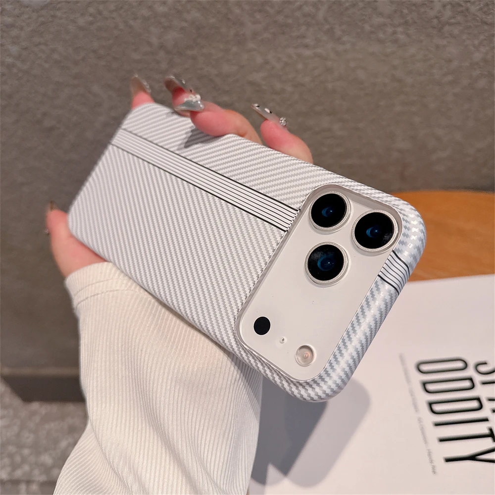 Kevlar Carbon Fibre PC Hard Case for iPhone 17 Air 16 Pro Max 15 14 Plus 13 12 11 Shockproof Camera Bumper Ultra Thin Cover