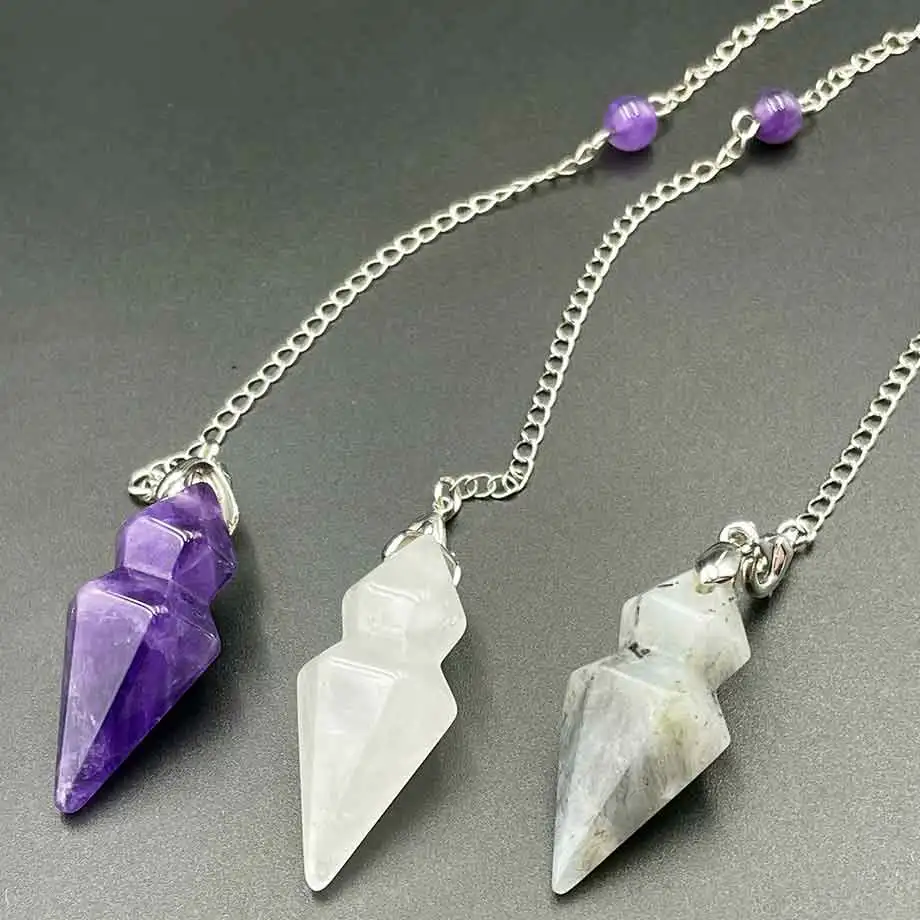 Cone Natural Stone Crystal Pendulum for Dowsing Divination Healing  Point  Pendulum Clear Quartz Fluorite Quartz Pendulo x237