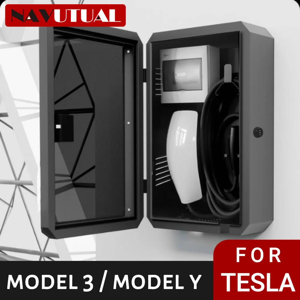 For Tesla Model 3 Y S X Charger Station Box Wall Connector Charging Protection Box Charger Cover Connector Lock Box Waterproof