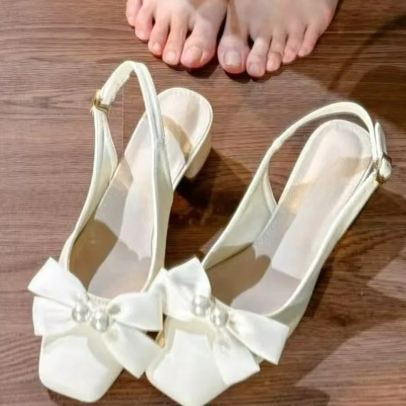 

Женские универсальные туфли на высоком каблуке с узлом-бабочкой, Нескользящая обувь Мэри Джейн, модные женские туфли-лодочки, сандалии Mujer