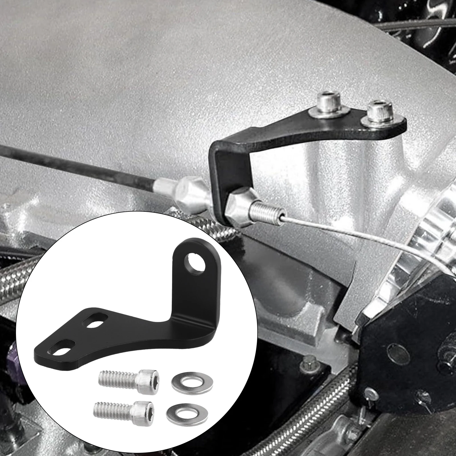 

Инженерный кронштейн Кронштейн троса дроссельной заслонки Черный анодированный Надежное соединение троса дроссельной заслонки Устройство надежной посадки