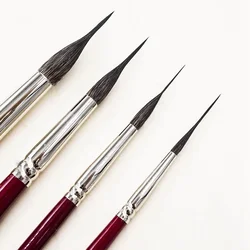 Pennello per pittura con rivestimento affilato ad ago lungo per capelli di scoiattolo pennelli per Rigger con dettagli a punta Fine per pittura ad acquerello ad olio acrilico