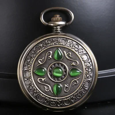 Nuovo classico nero Steampunk scheletro meccanico orologio da tasca collana tasca e Fob orologi catena orologio maschile