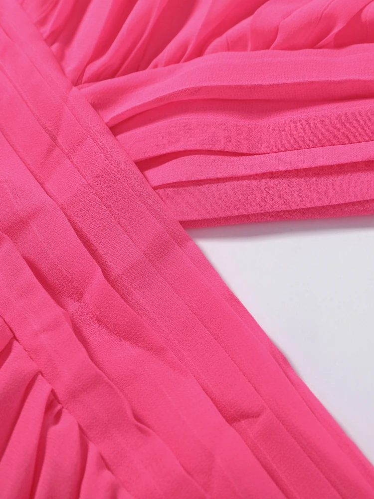 Plissiertes Taillenschnürendes Langes Kleid Damen Sexy Rundhals Ärmellos Rückenfrei Schlankes Party-Abendkleid Charmante Damen-Partykleidung – Detail 9