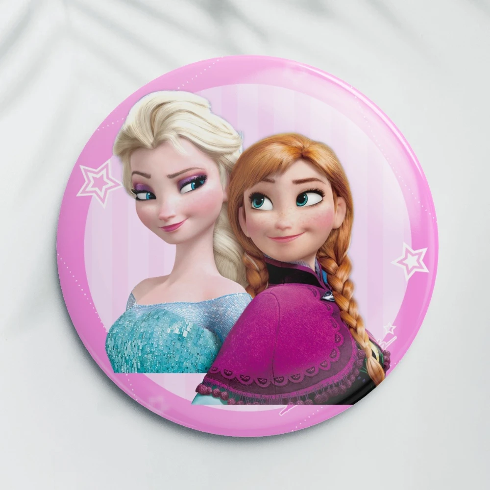 Disney Frozen Elsa Anna Principessa 58mm Cosplay Cartoon Anime Distintivo con Perni di Metallo per Bambini Borse Vestiti Cappello Zaino Decor Regali