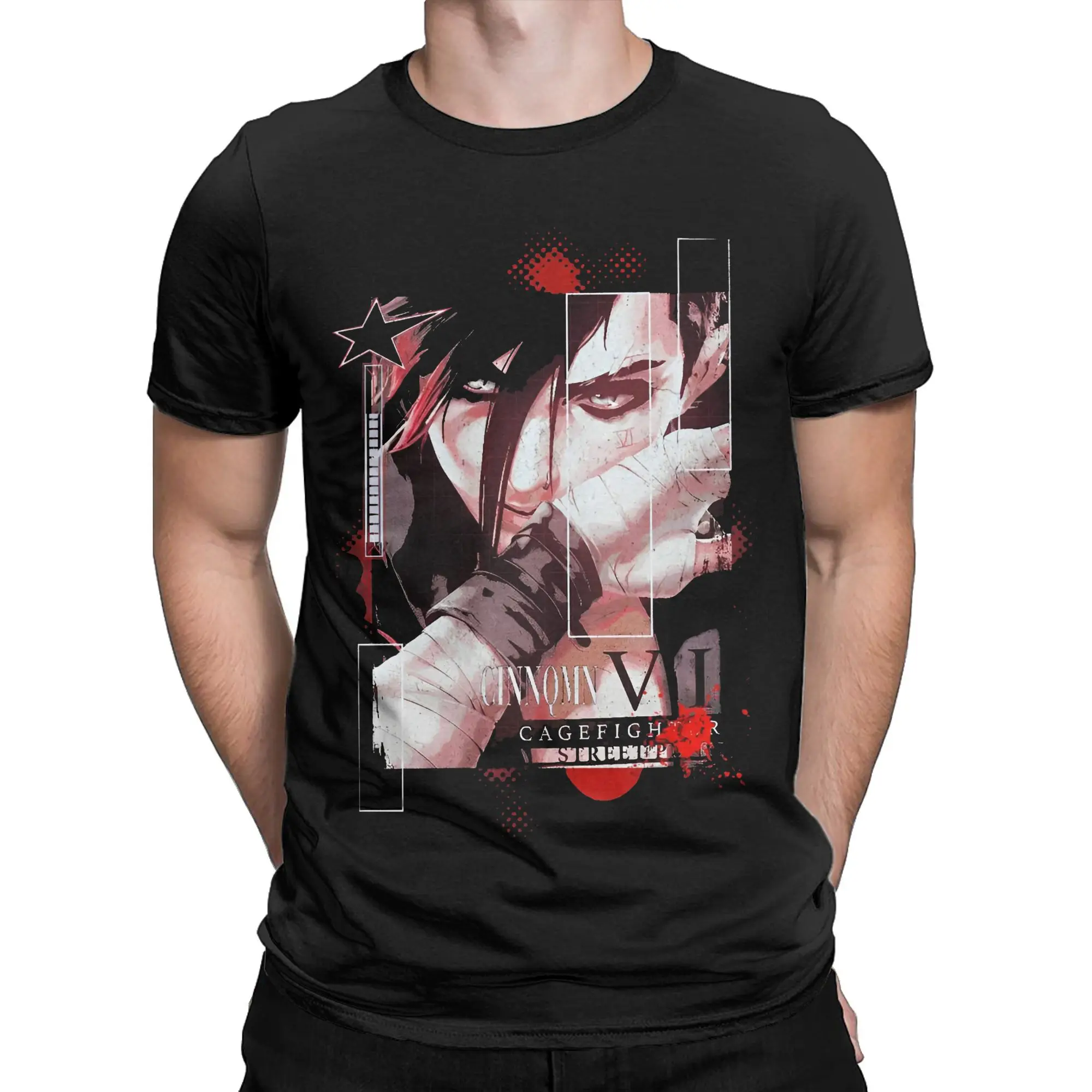 Amazing Arcane Vi Game Violet Character Movies T-Shirt Men 100% Cotton T Shirt Anime Short Sleeve Tee Shirt Plus Size Clothing