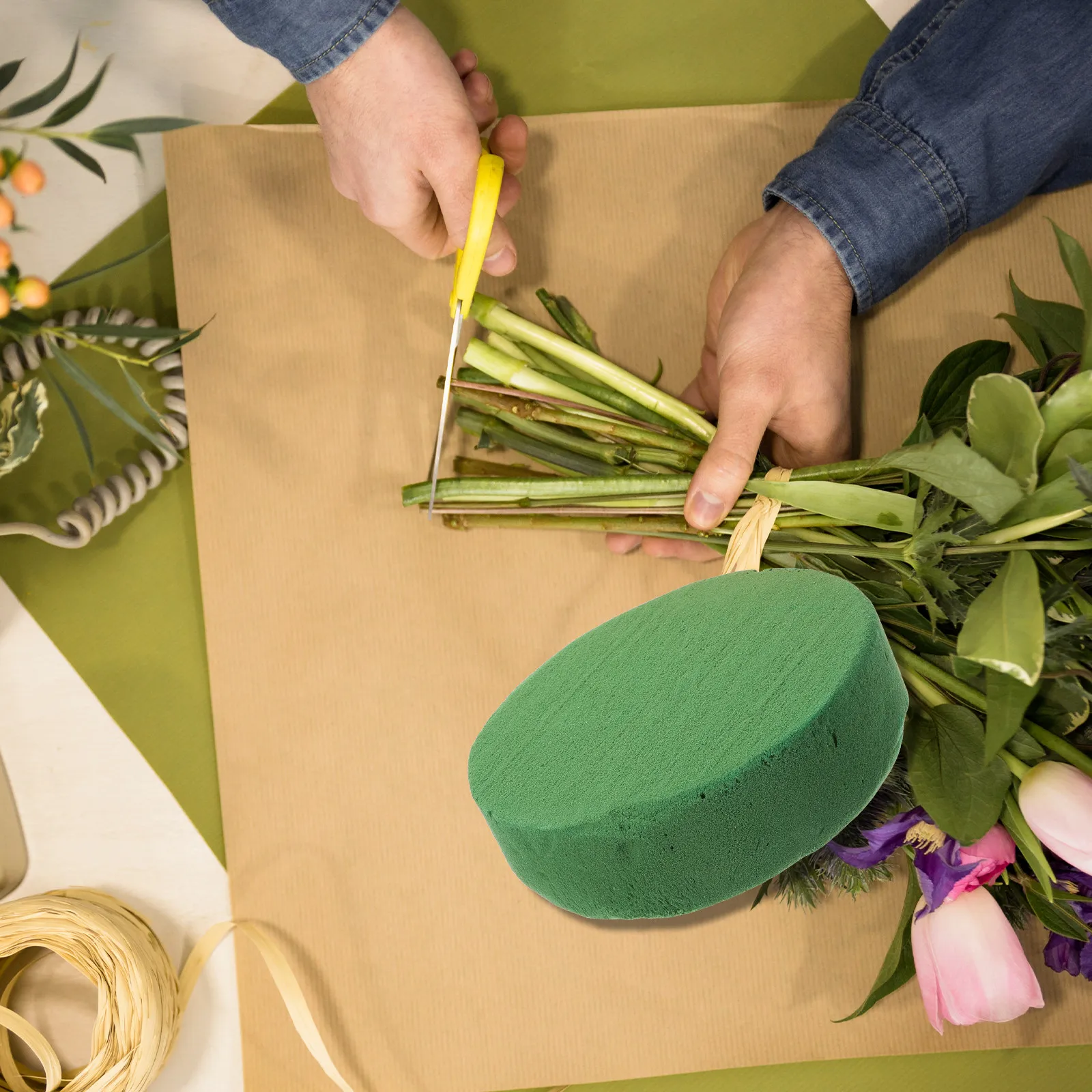 Anda Florist Supply - 4個入り多用途フローラルブロック、生花用フローラルケージ、フラワーアレンジメント用品、ウェディングフローリスト用マッド、ホームデコレーション
