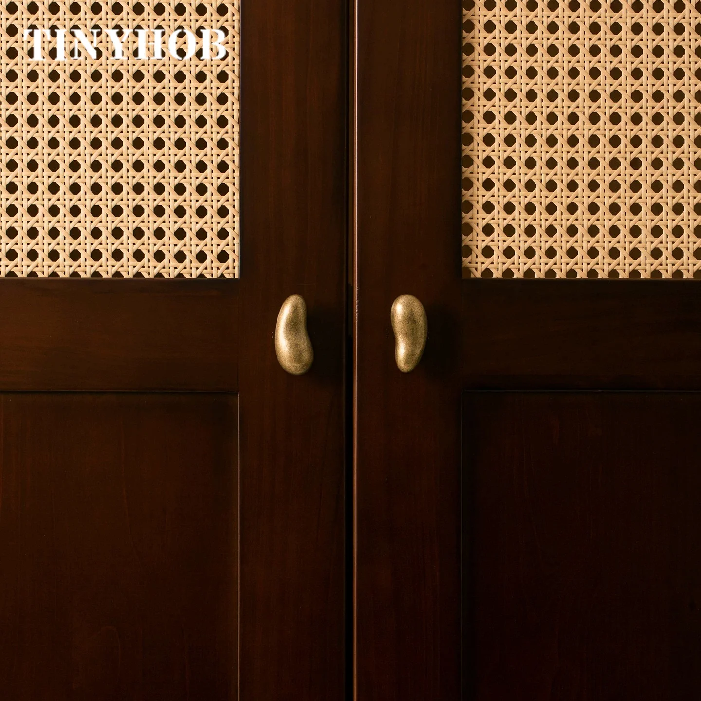 Tinyhob Solid Brass Antique Bronze Irregular Stone Cabinet Knobs Bean Shape Drawer Pulls Minimalist Cupboard Furniture Handles
