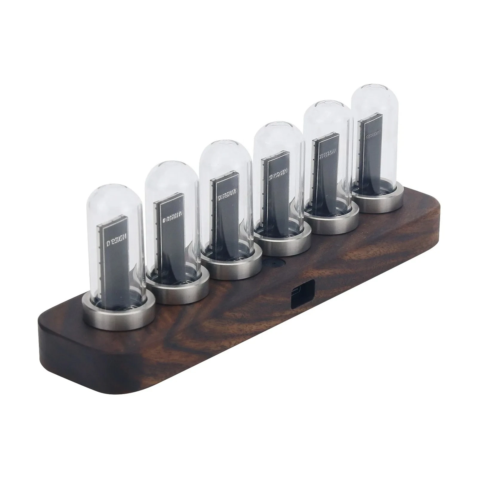 D'ESIGN IPS RGB LED Musikspektrum Pseudo Glow Tube Rhythm Light Wecker mit schwarzem Walnusssockel