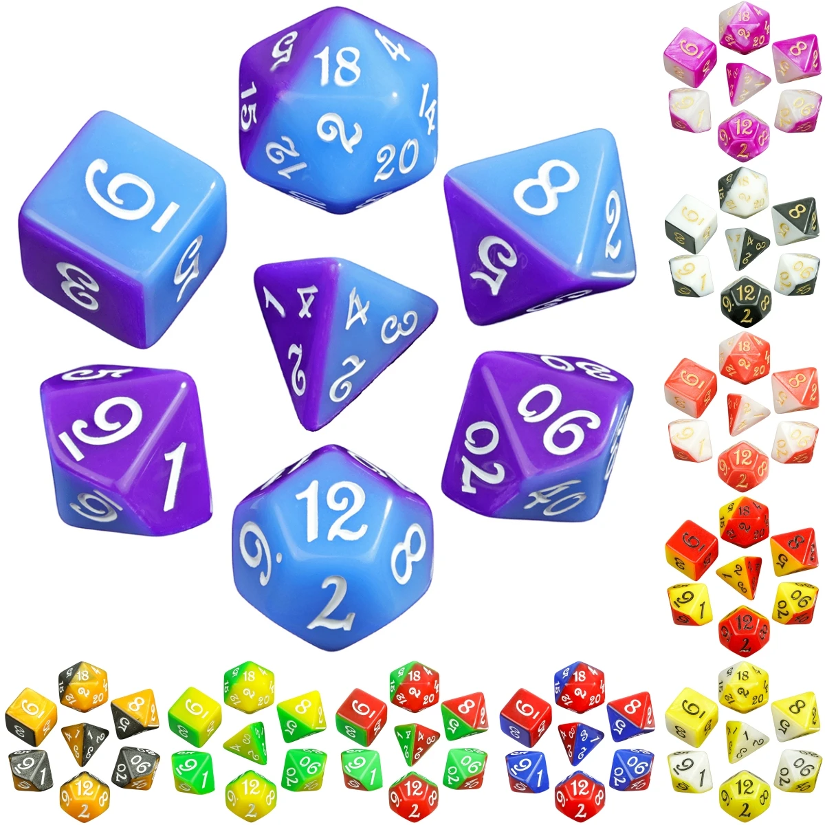 

Набор кубиков DnD, 7 шт., двухцветные кости для настольной игры для DND, ролевая игра, настольная игра, многогранные кости