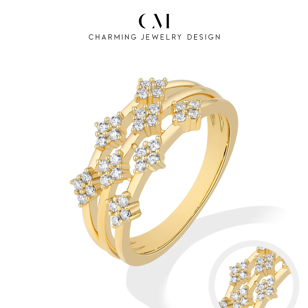 

Изысканное кольцо CHARMING 2026 из серебра S925 с муассанитом круглой огранки, трехслойное, для женщин, для вечеринок, изысканные ювелирные украшения, подарок на день рождения, на годовщину