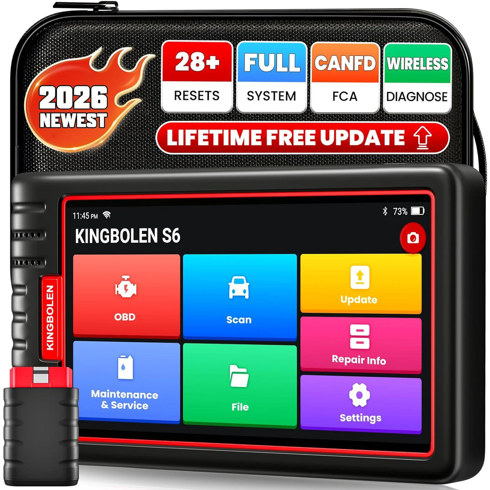 

S6 Car OBD2 Diagnostic Scanner, Full-System Code Reader with 28 Reset Functions, Automotive Onboard Scan Tool