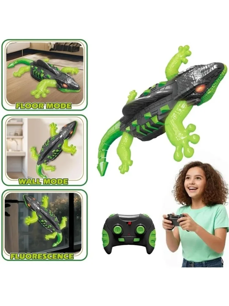 RC Gecko – zabawka imitująca gekona, realistyczna figurka gekona, gad, który „wspinie się” po ścianach, z diodami LED tworzącymi efekt pulsującego światła, idealna do umieszczenia na ścianie, oknie — 2