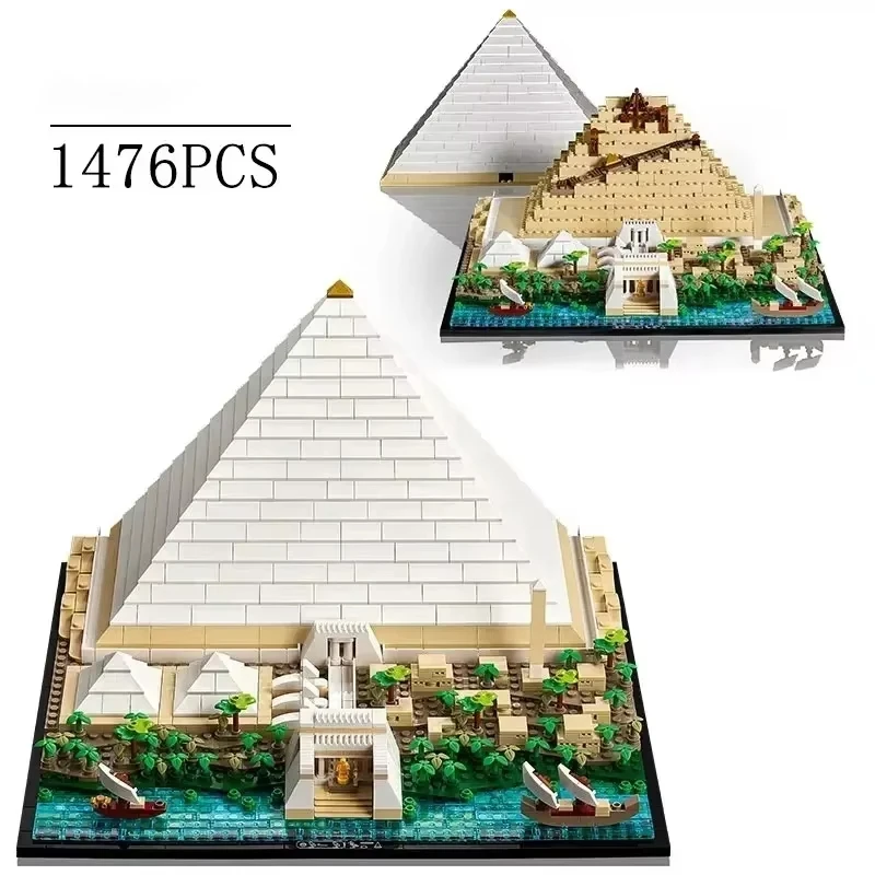 Kalein1476pcs Great Pyramid of Giza Model Building Block Set DIY Assembly Building Block Toy Decoration Children's Birthday Gif