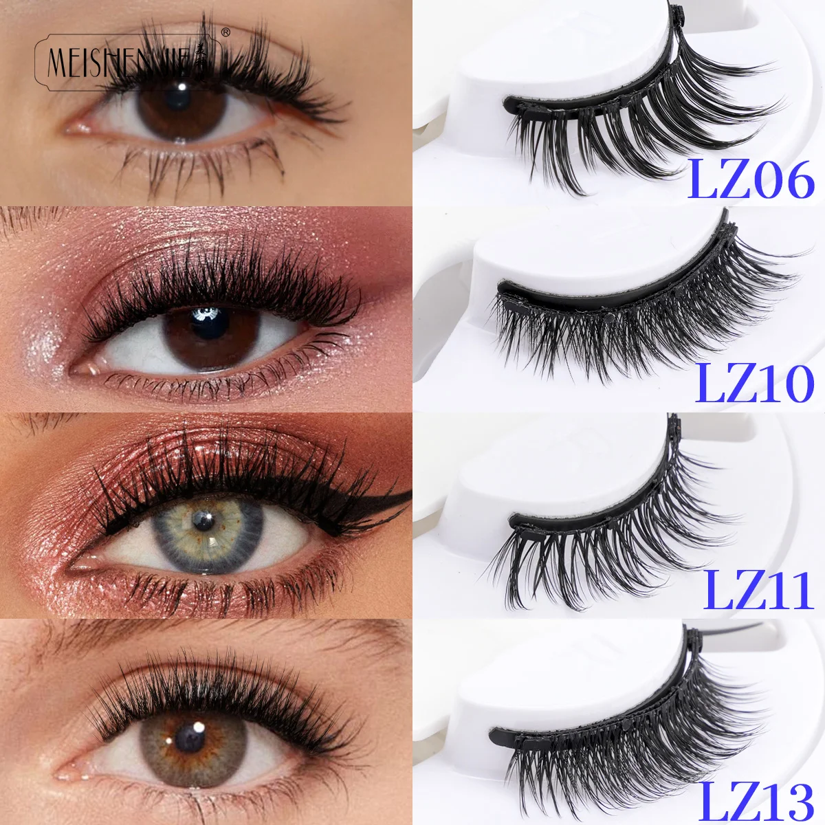 Meishenjie 1 par de pinças de cílios magnéticos conjunto reutilizável extensão de cílios 3d lash natural grosso cílios postiços sem necessidade de cola