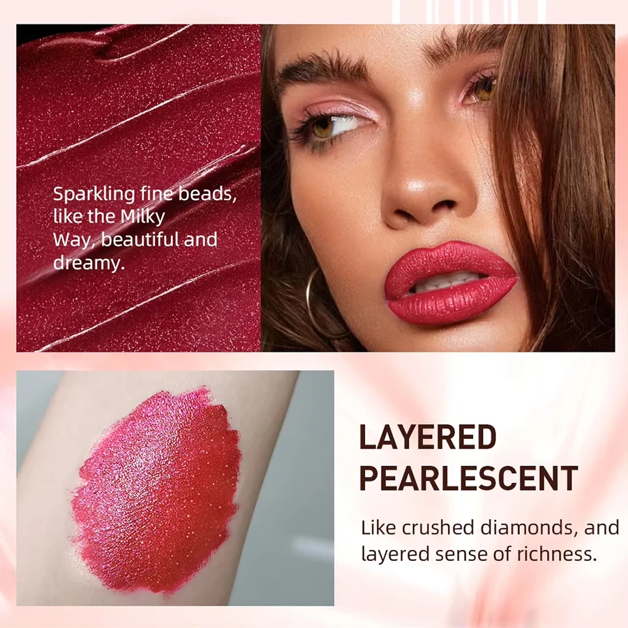 متعدد الألوان بريق أحمر الشفاه بيوتي جيرل الماس للماء الشفاه تينت طويلة الأمد لامع الشفاه ماكياج أحمر روز بيرليسسينت الشفاه