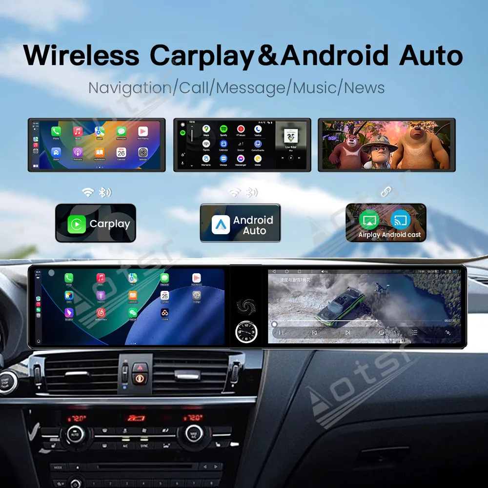 Ultra Clear Android 13 Car Media For BMW X3/4 CIC 2011-2016 NBT Dual 12.3 Inch HD Screen Wireless CarPlay GPS Car Accessories