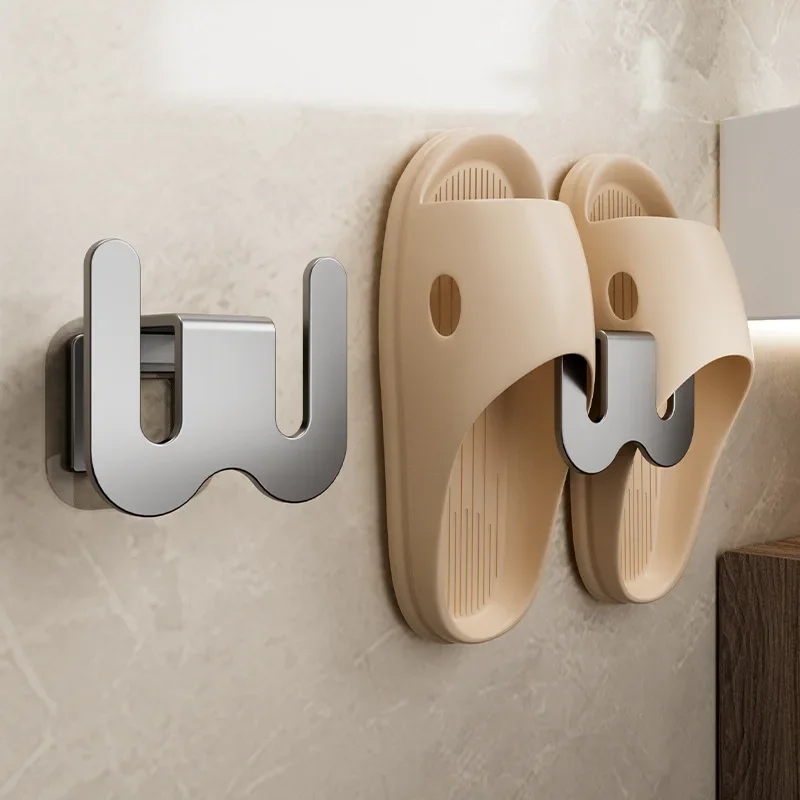 

Wall-mounted Slippers Rack No Punching Simple Slipper Hook Bathroom Slippers Rack Indoor Shoe Shelf Stand Bedroom Accessories