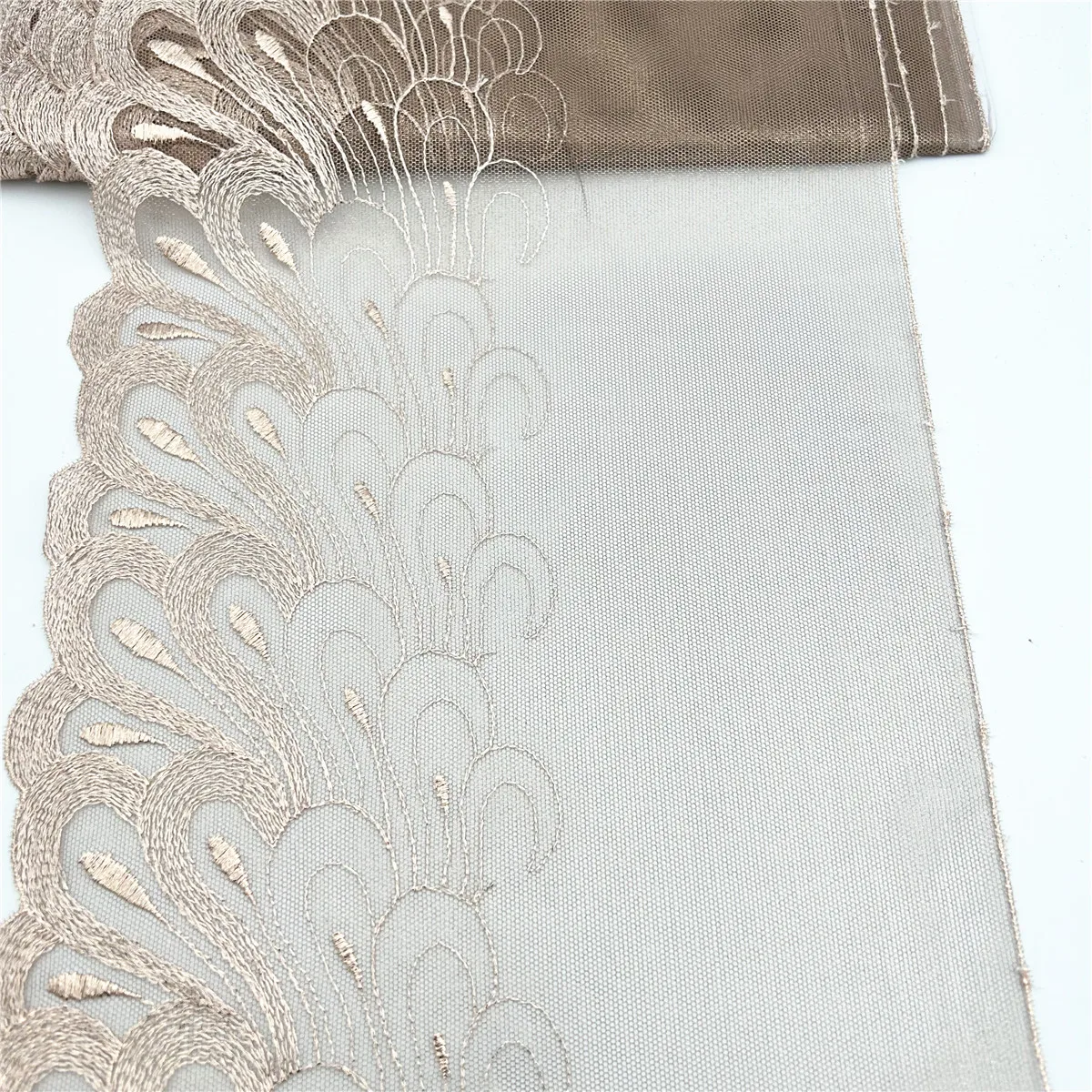 3y/lot 24cm Apricot Shimmer Embroidery Lace Trim For Clothing Accessories Dress Sewing Applique Costume Lace Fabric Wedding