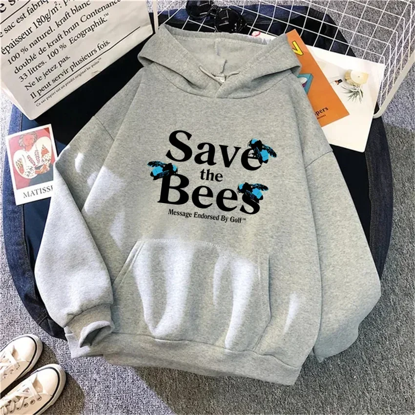 Cartoon Save The Bee Print Women's Hoodie Fashion Women's Hooded Pullover Women  Women's Sweatshirt Clothing clothes tops