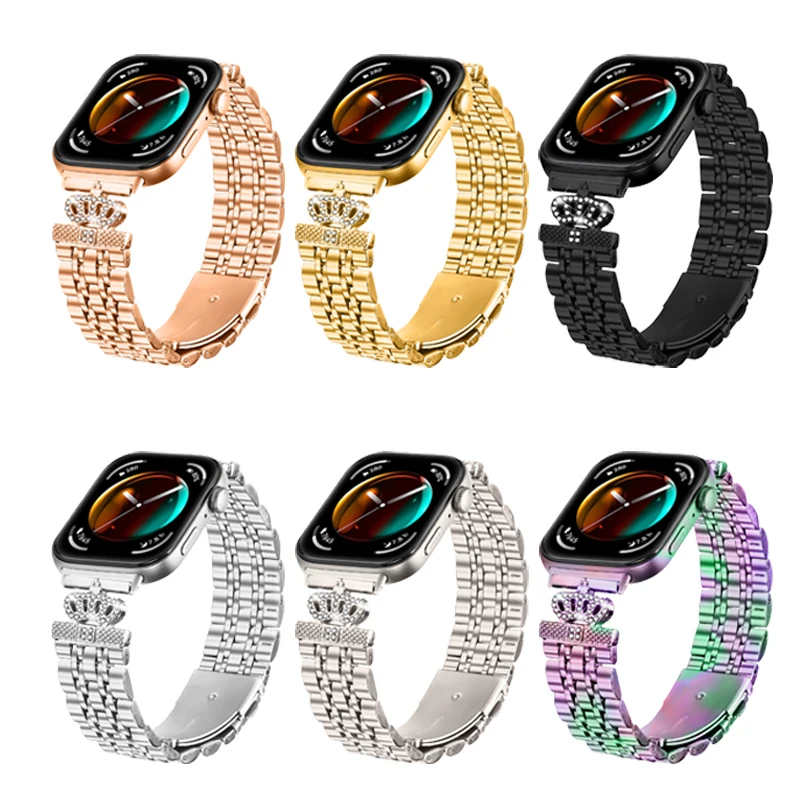 

Diamond Stainless Steel band for Huawei Watch Fit 3 Strap Seven-Beads Women Men Bracelet band for Huawei fit 4 4Pro Smart Watch