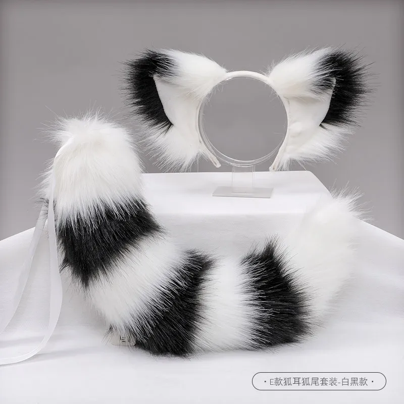 XMAS Anime Fox Tail and Ears Set Cosplay Prop Kamisama Kiss Hajimemashita Fox Ear Tail Plush Wolf Cat Headwear Halloween Party