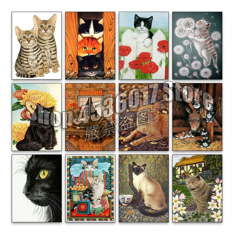 Cats 5d Diy Diamond Painting Cross Stitch Embroidery Animals Paintings Diamond Mosaic Full Square Rhinestone Gifts Home Decor