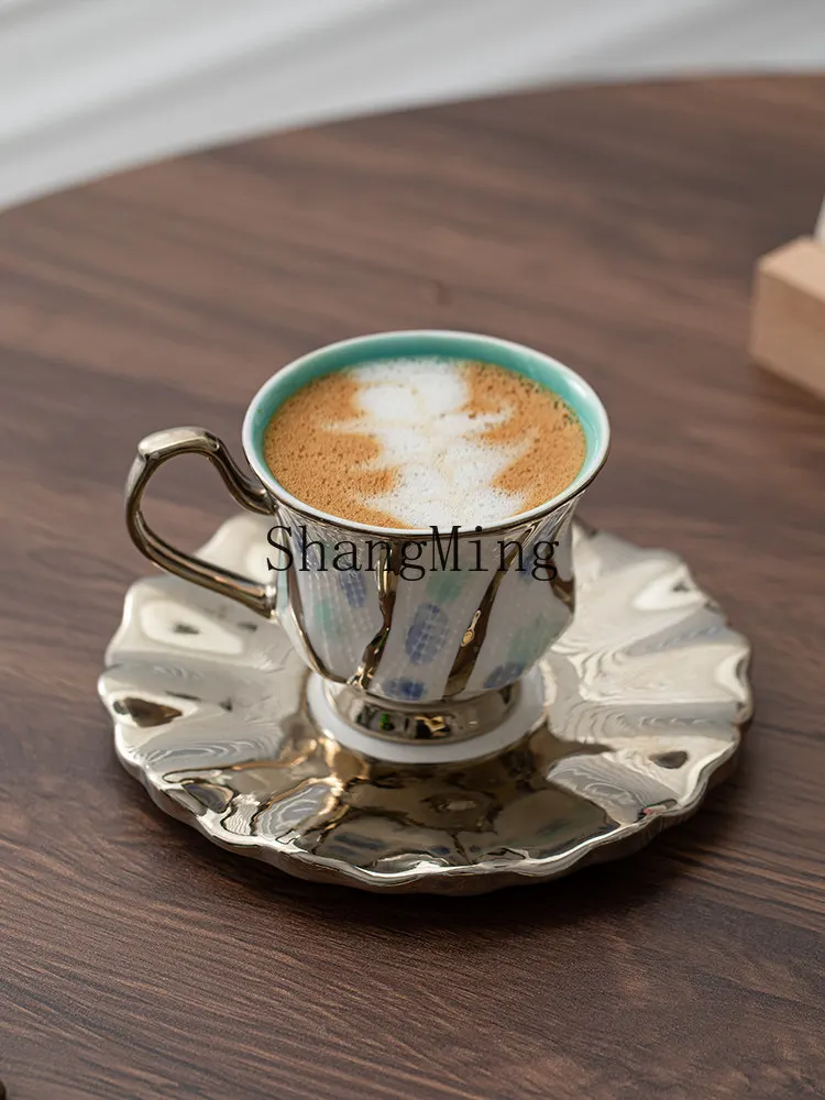 

SM creative texture small waist coffee cup set afternoon flower teacup simple ceramic cup