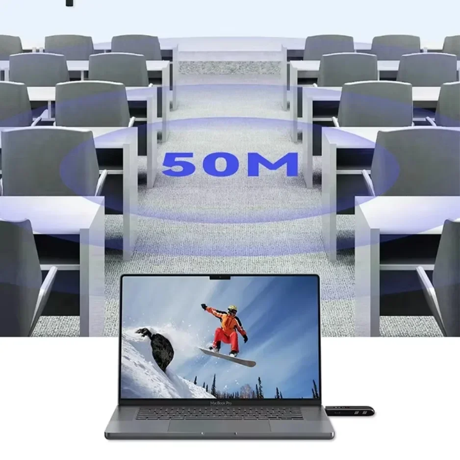 50M Wireless Transmission Video Transmitter and Receiver HDMI-Compatible Extender Display Adapter Cable Screen Mirror for Camera