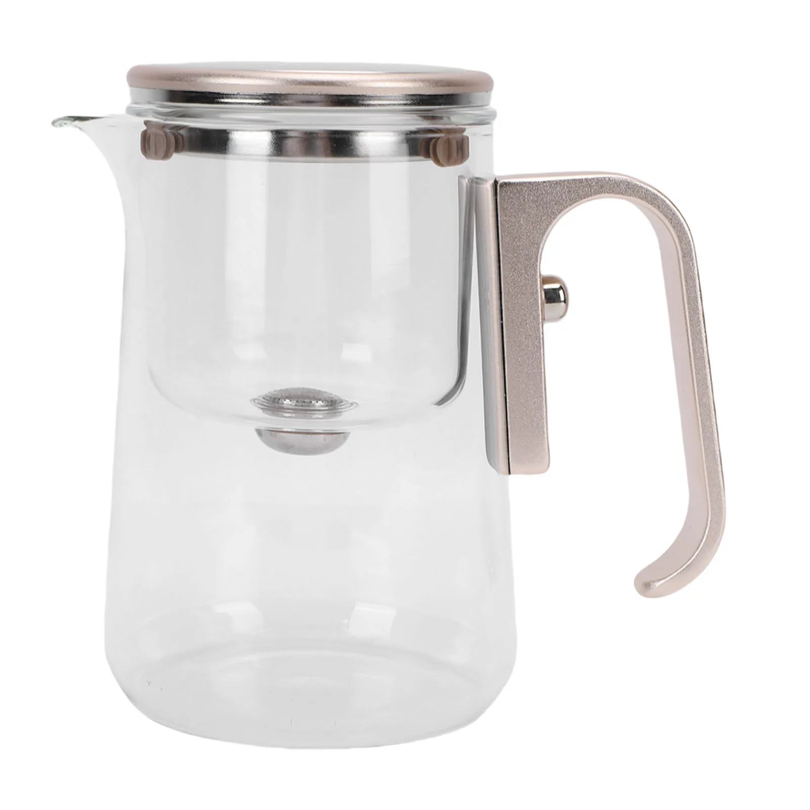 

Tea Pot with Strainer Glass Tea Pot 800ml Magnetic Water Separation Teapot with Strainer for Home Restaurant Champagne Gold