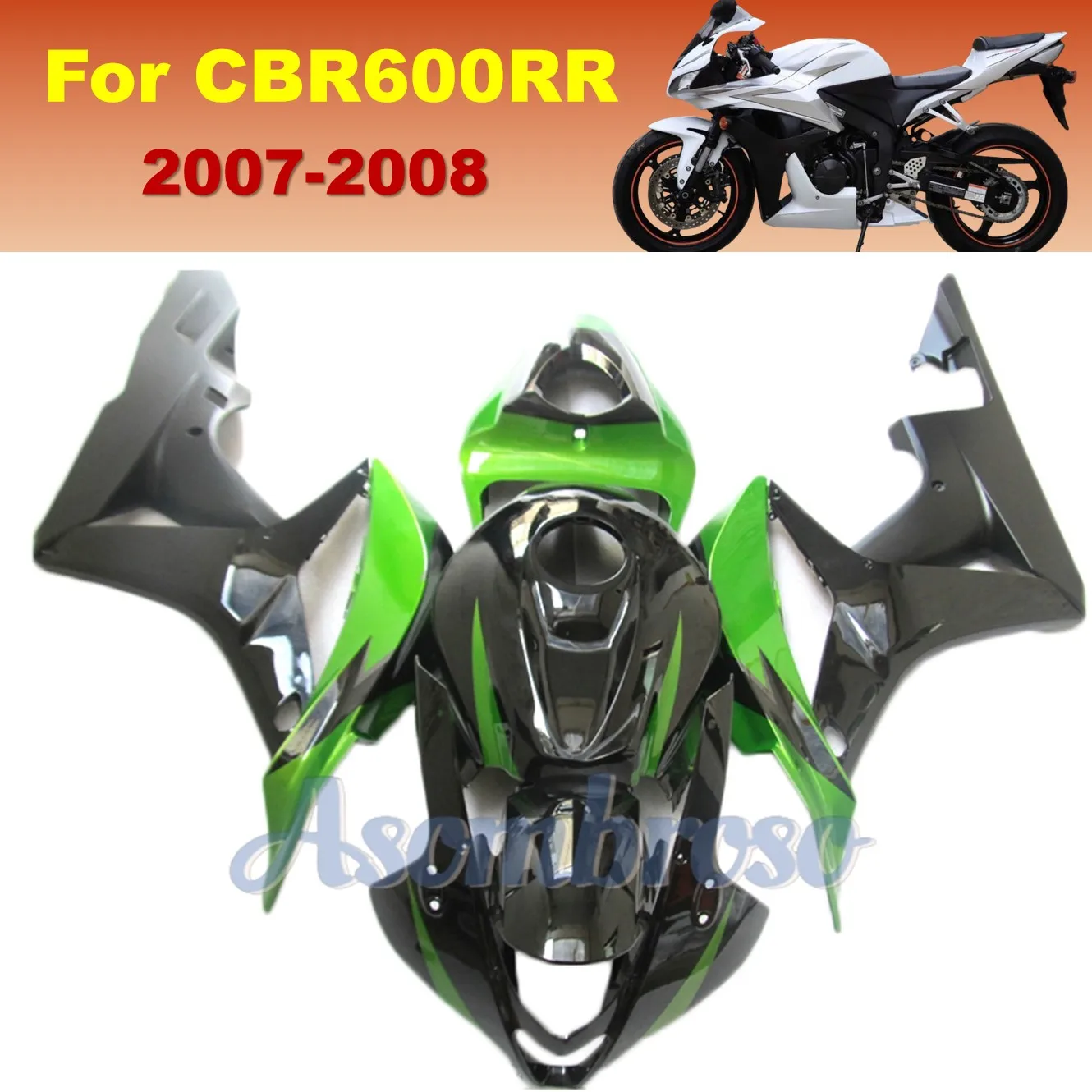 

Motorcycle Fairings Kit for HONDA CBR600RR 2007 2008 CBR 600 RR Injection Molding Green Black Bodywork Set