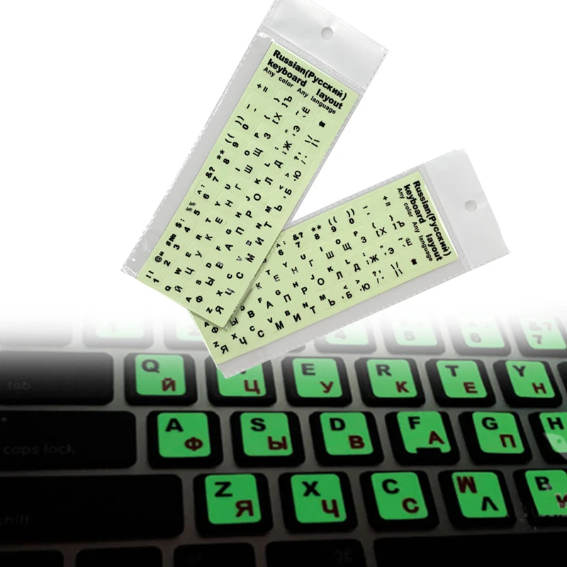 

Russian English Arabic Luminous Computer Keyboard Sticker Language Alphabet Black White Label For Computer PC Dust Protection
