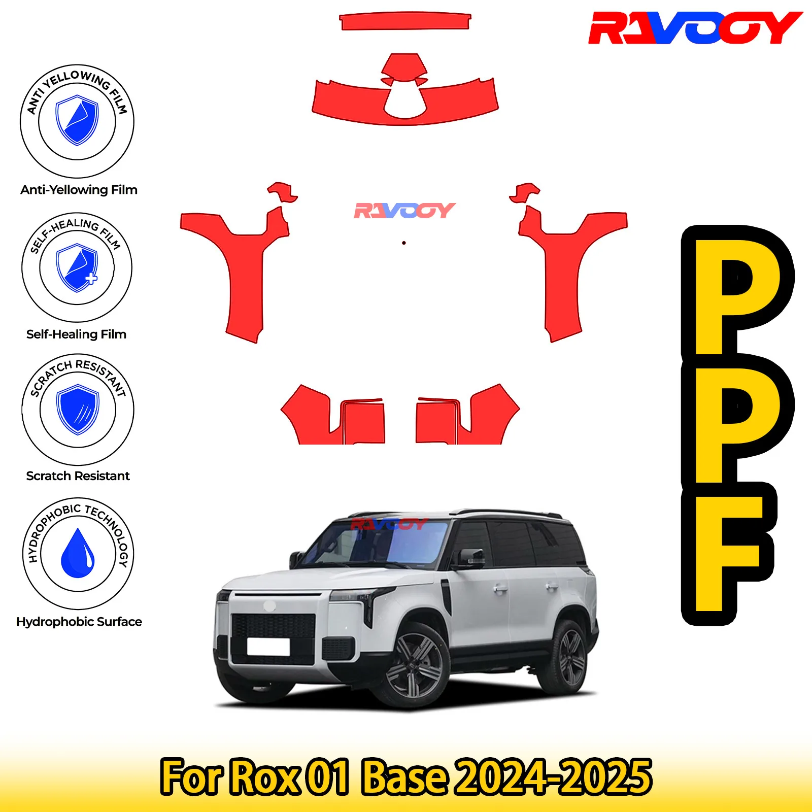 

For Rox 01 Base 2024-2025 Glossy Matte Black Precut front PPF Kit Paint Protection Film