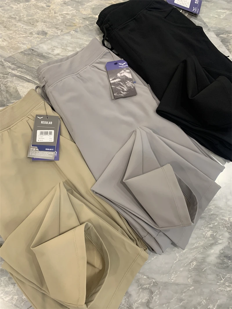 

Уличные вязаные летние мужские повседневные брюки с эластичной резинкой на талии, длинные брюки, модные прямые брюки для бега