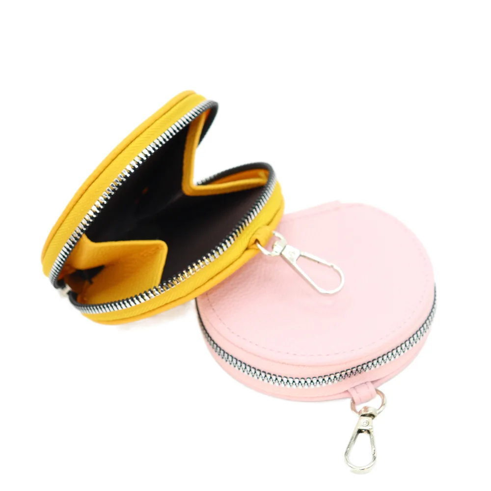Solid Color INS Round Mini Wallet Women Portable Coin Bag Men Cosmetic Bag Multi-functional Student Coin Purse Keyring Handbag