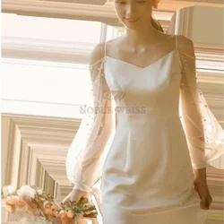 Summer Puffy Pearls Tulle sleeve strapless wedding dress accessories party Gown retro court elastic One Pair Seperate sleeves