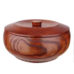 Japan Style Zaka Wooden Bowl with Cover Tableware Big Size for Rice Soup Fine Dinnerware Suit Eco-friendly