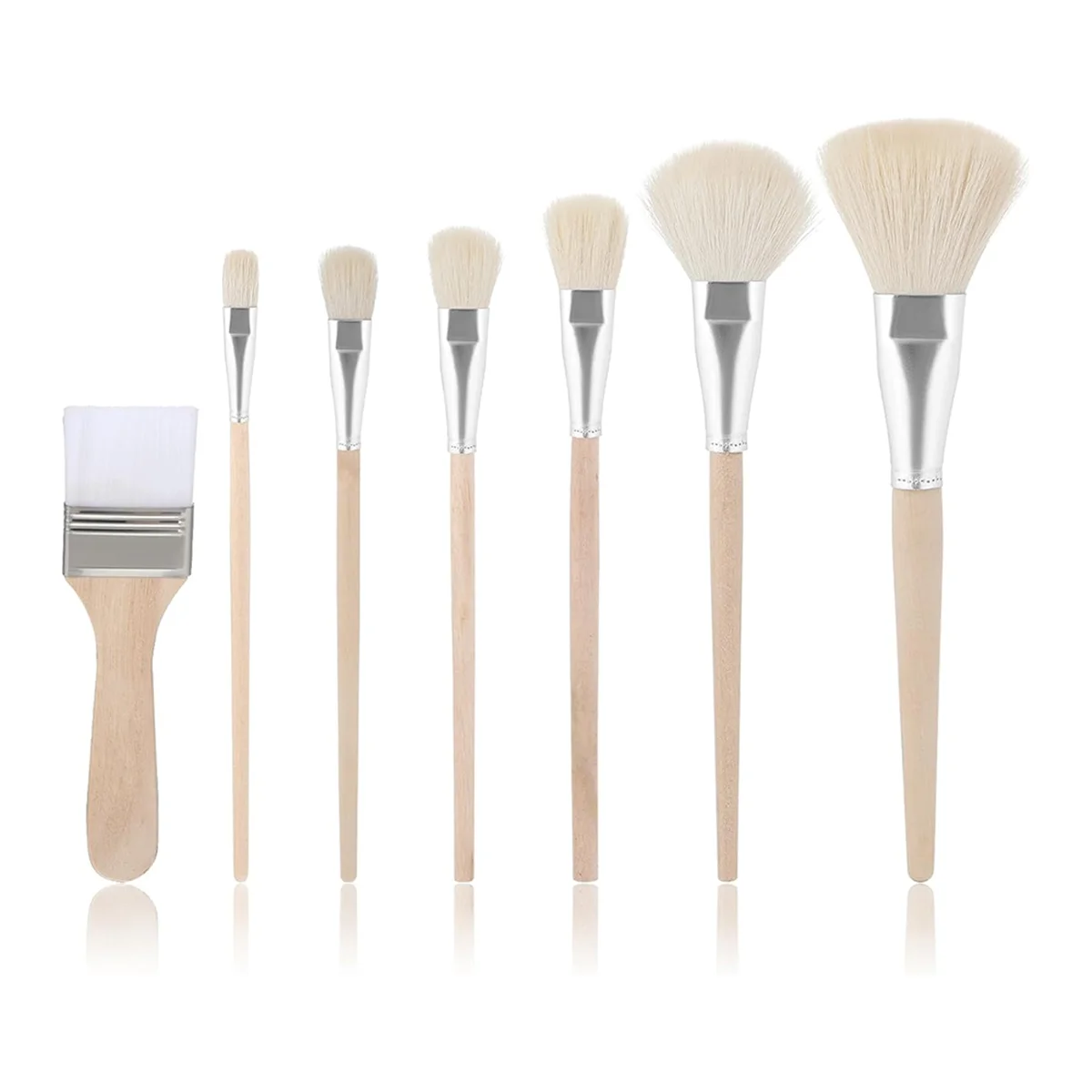 Mop Brush for Acrylic Painting 7Pcs Artist Paint Brush Set with Wooden Handle Wool Brushes for Watercolor Painting