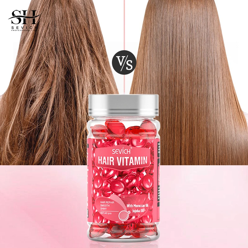 40PCS Hair Vitamin Capsule Keratin Hair Care Capsule Smooth Silky Repair Frizz Damaged Oil Moisturizer Frizzy Dry lHair Mask