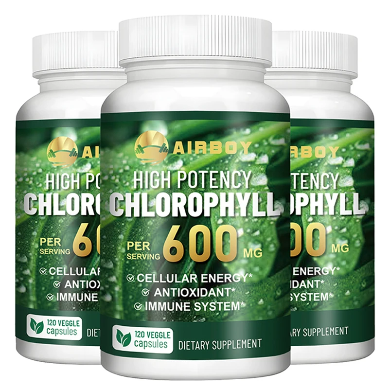 

Chlorophyll Capsules 600mg - for Energy, Immunity, Skin & Internal Deodorant